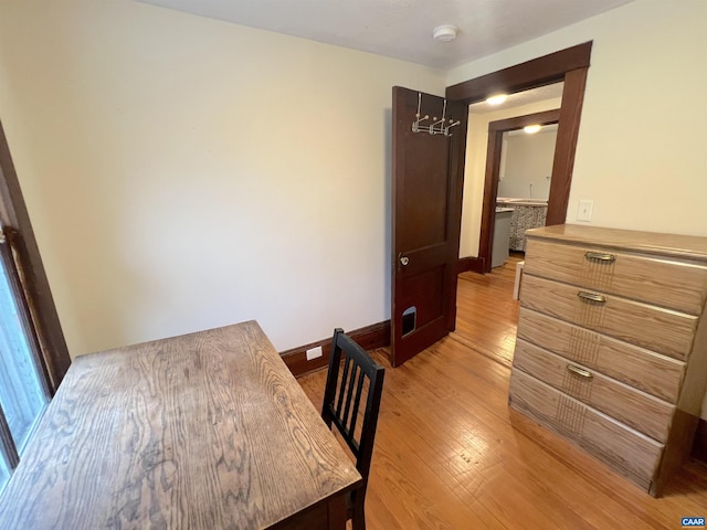 office area featuring light hardwood / wood-style flooring