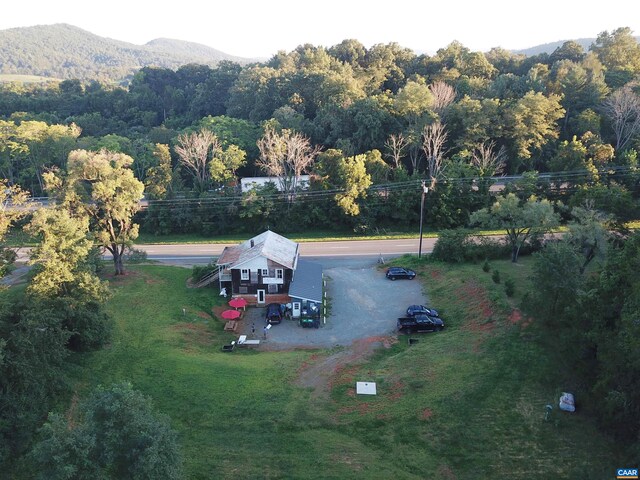 birds eye view of property featuring a mountain view