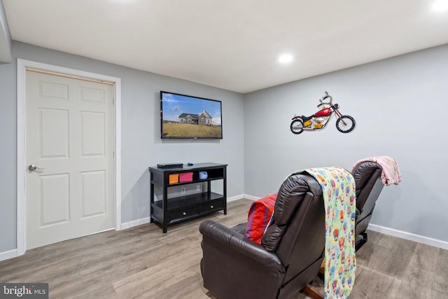 living room with light hardwood / wood-style floors