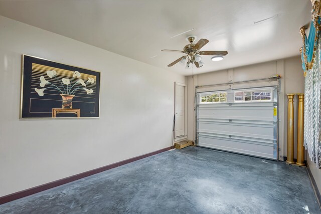 garage with ceiling fan