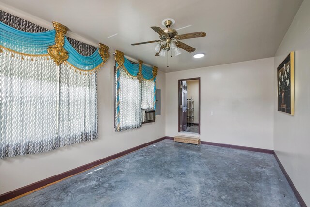 unfurnished room with ceiling fan