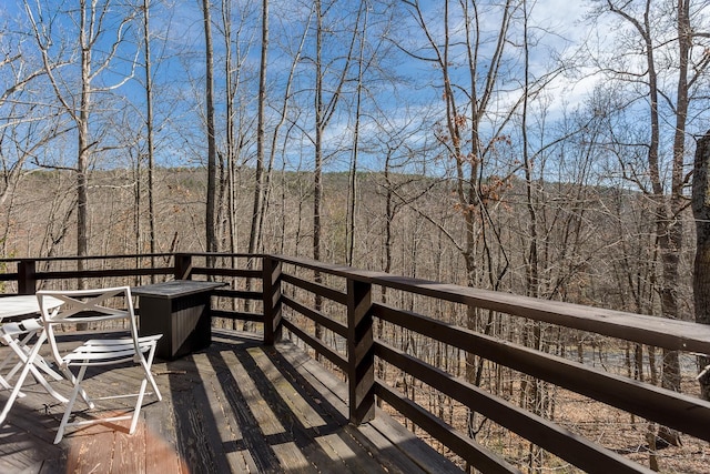 deck with a view of trees