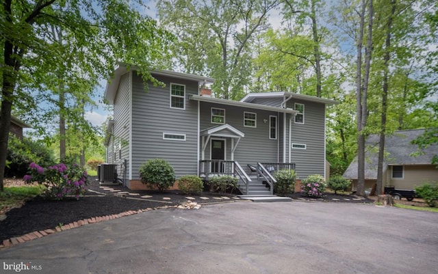 view of front of house with central AC unit