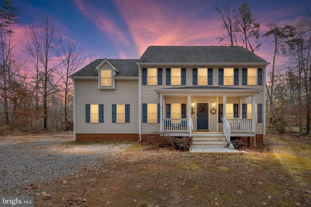 colonial house with covered porch