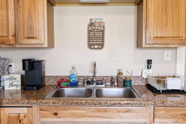 kitchen with light brown cabinetry and a sink