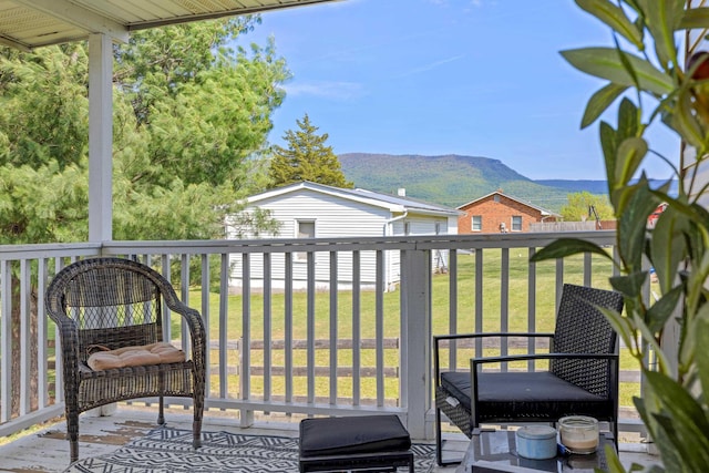 balcony with a mountain view