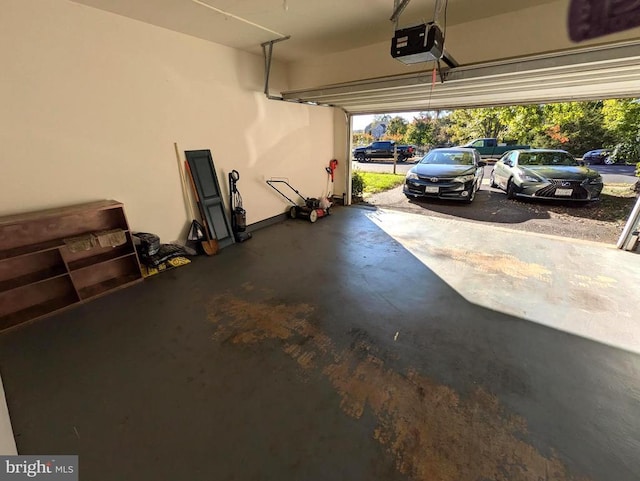 garage with a garage door opener