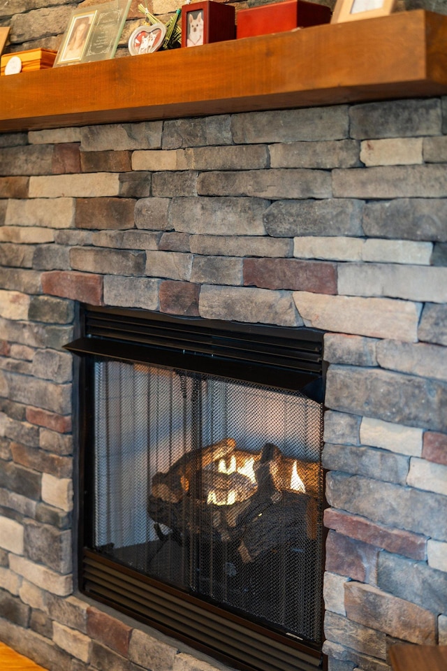 details featuring a fireplace