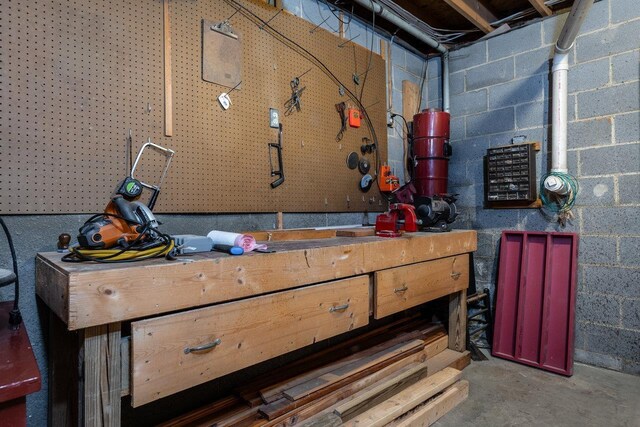 interior space with a workshop area