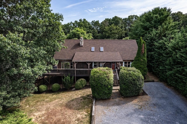 view of front of home with a deck