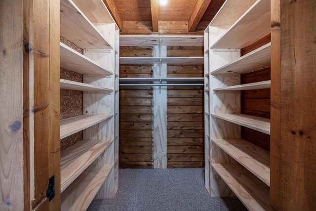 walk in closet featuring carpet floors