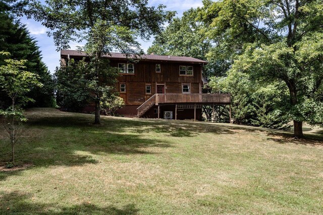 view of yard with a deck