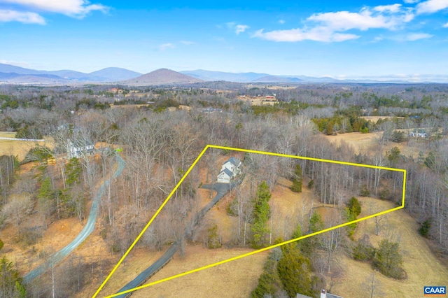 birds eye view of property featuring a mountain view