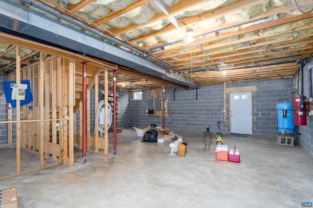 unfinished basement with electric panel