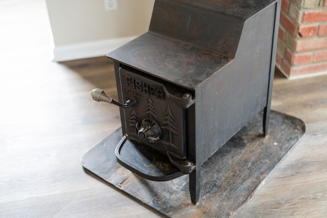 details featuring a wood stove