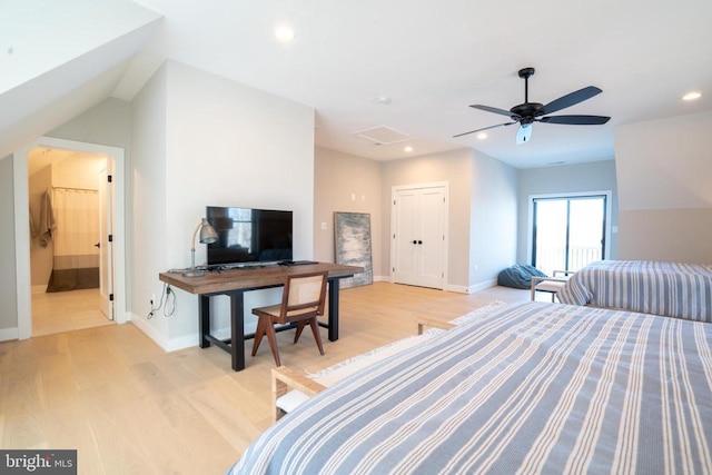 bedroom featuring light hardwood / wood-style flooring