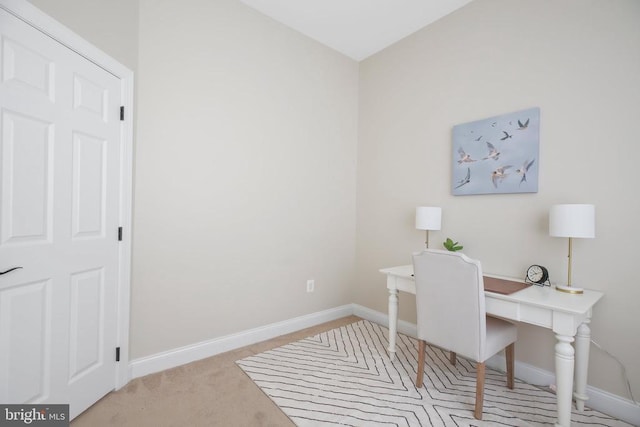 office featuring light colored carpet