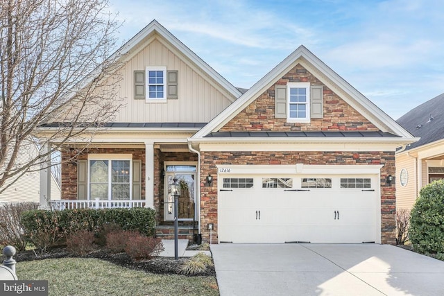 craftsman inspired home with covered porch