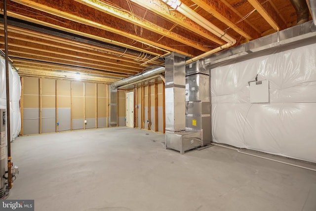 basement with heating unit