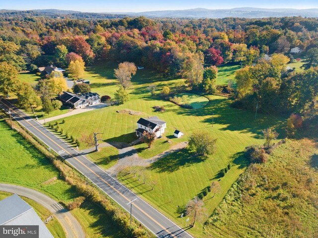 aerial view with a rural view