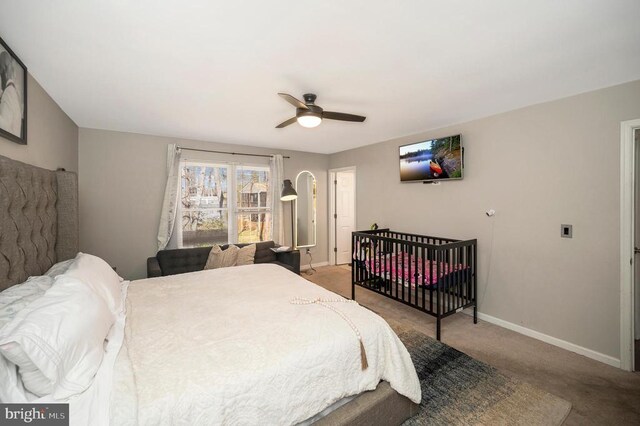 bedroom featuring baseboards, carpet floors, a closet, and a spacious closet