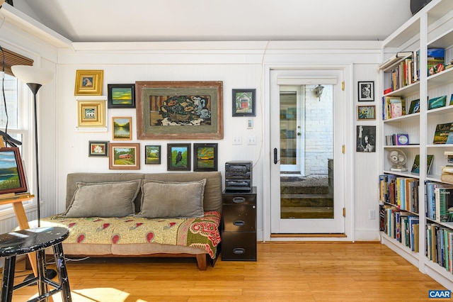 living area with wood finished floors