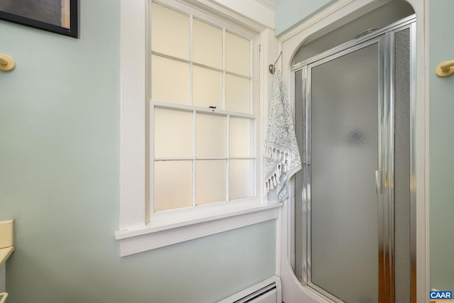 full bathroom with a shower stall