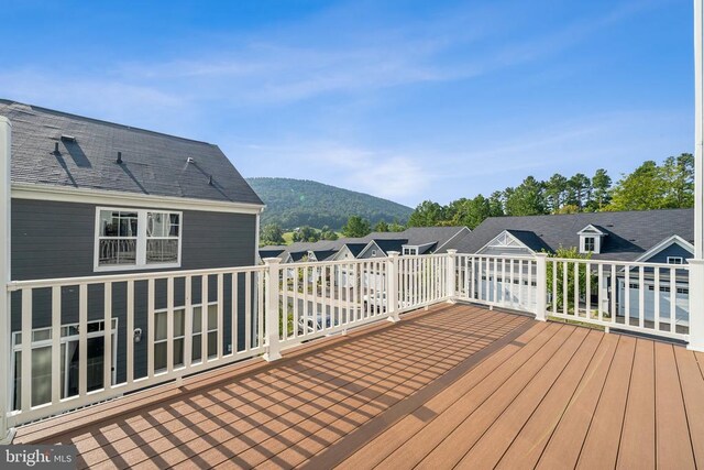 deck featuring a mountain view