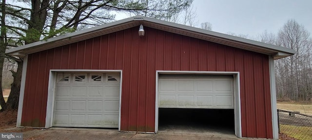 view of detached garage