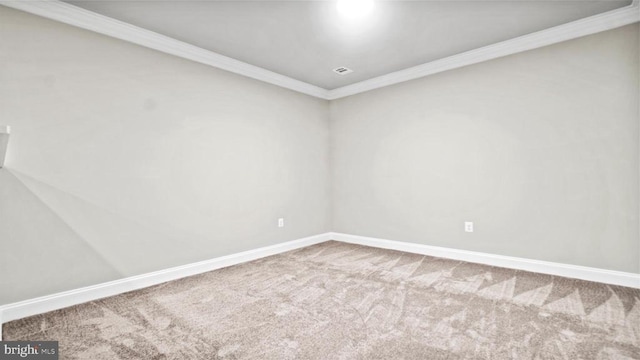 carpeted empty room with crown molding