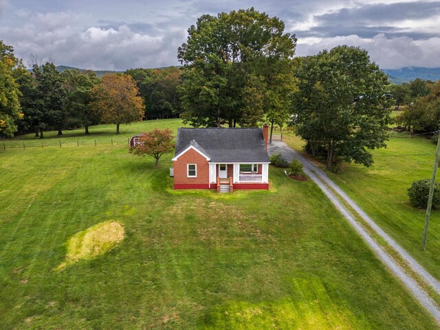 aerial view featuring a rural view