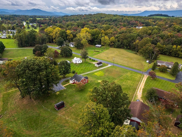 birds eye view of property featuring a mountain view