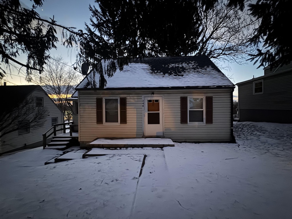 view of snow covered property