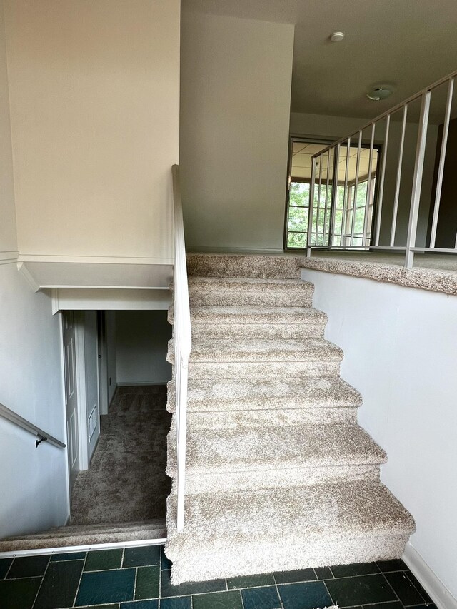 stairs with carpet floors