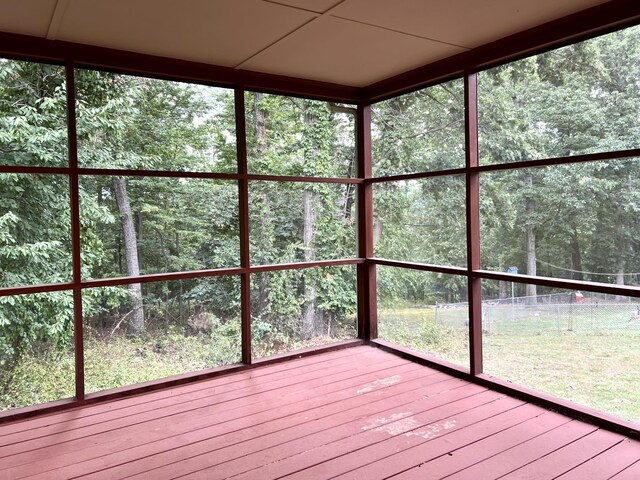 view of unfurnished sunroom