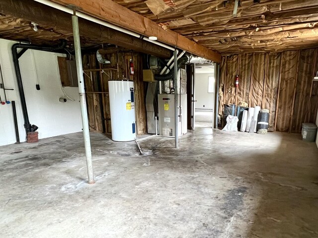 basement with water heater