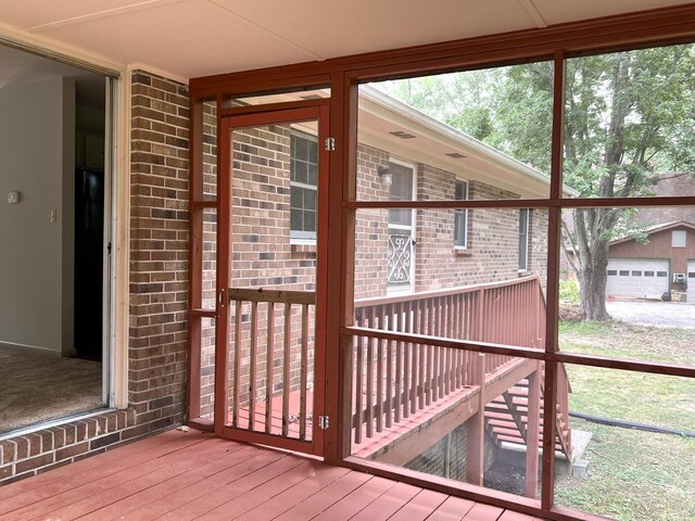 view of unfurnished sunroom