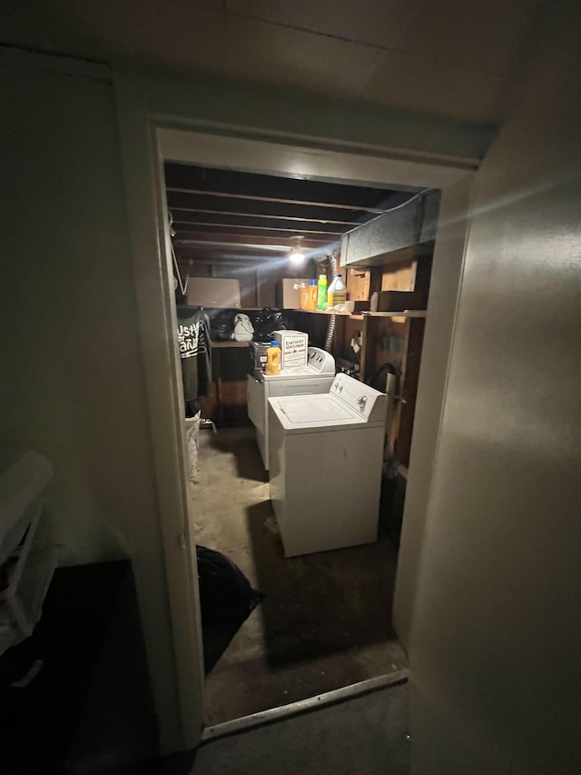 basement with separate washer and dryer