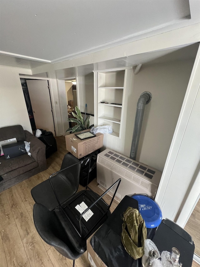 living room with hardwood / wood-style floors