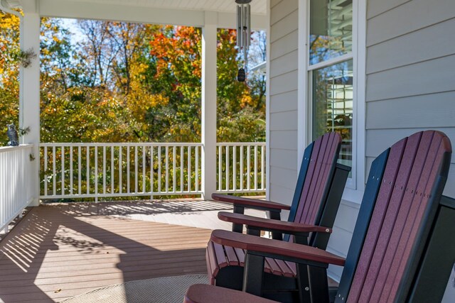 wooden deck with covered porch