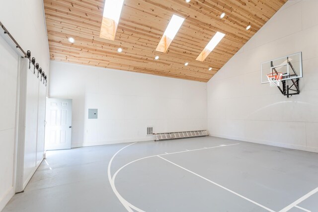 view of sport court featuring a skylight