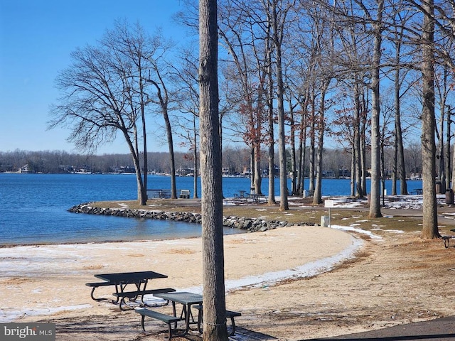 view of community featuring a water view