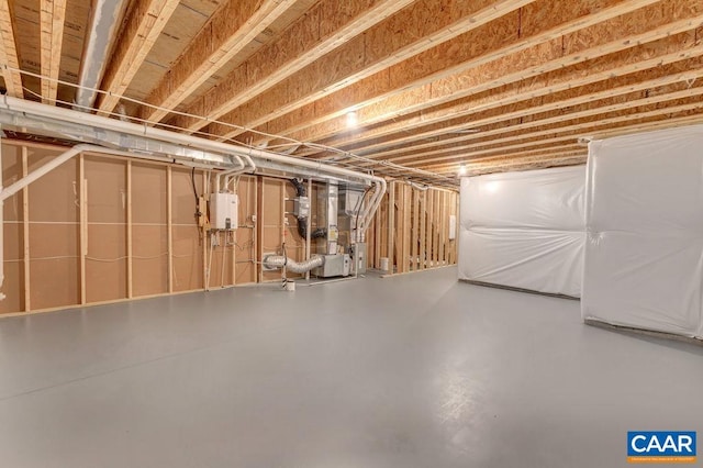 basement featuring water heater