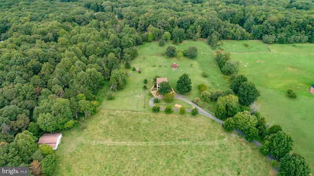 drone / aerial view with a rural view