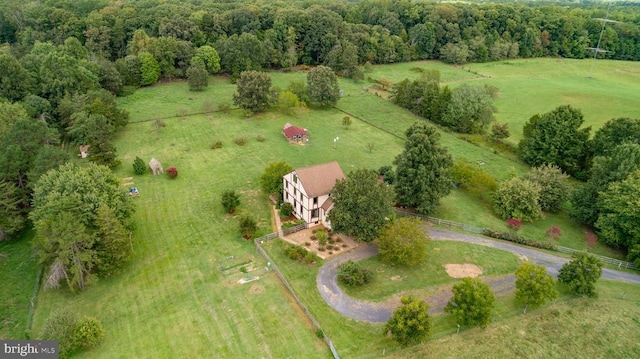 bird's eye view with a rural view