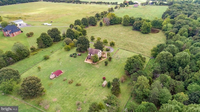 aerial view featuring a rural view