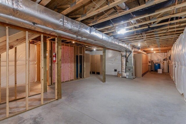 basement with heating unit