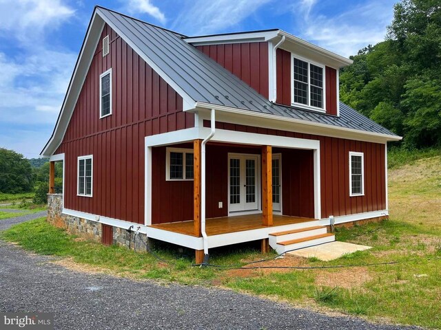 back of house with french doors