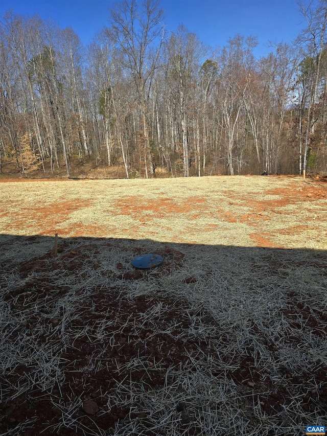 view of yard with a view of trees