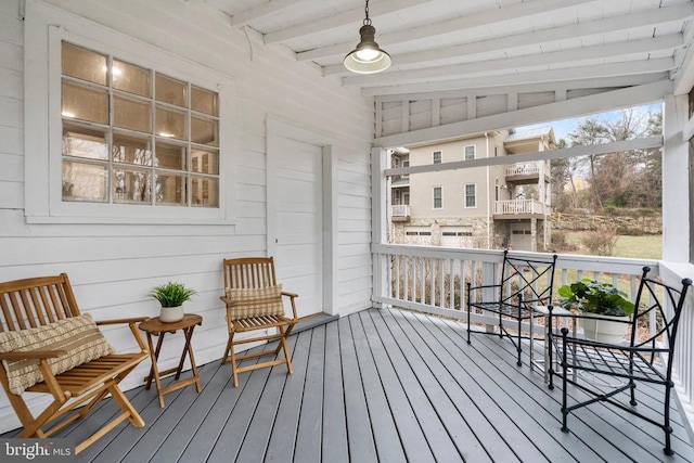 wooden terrace with ceiling fan